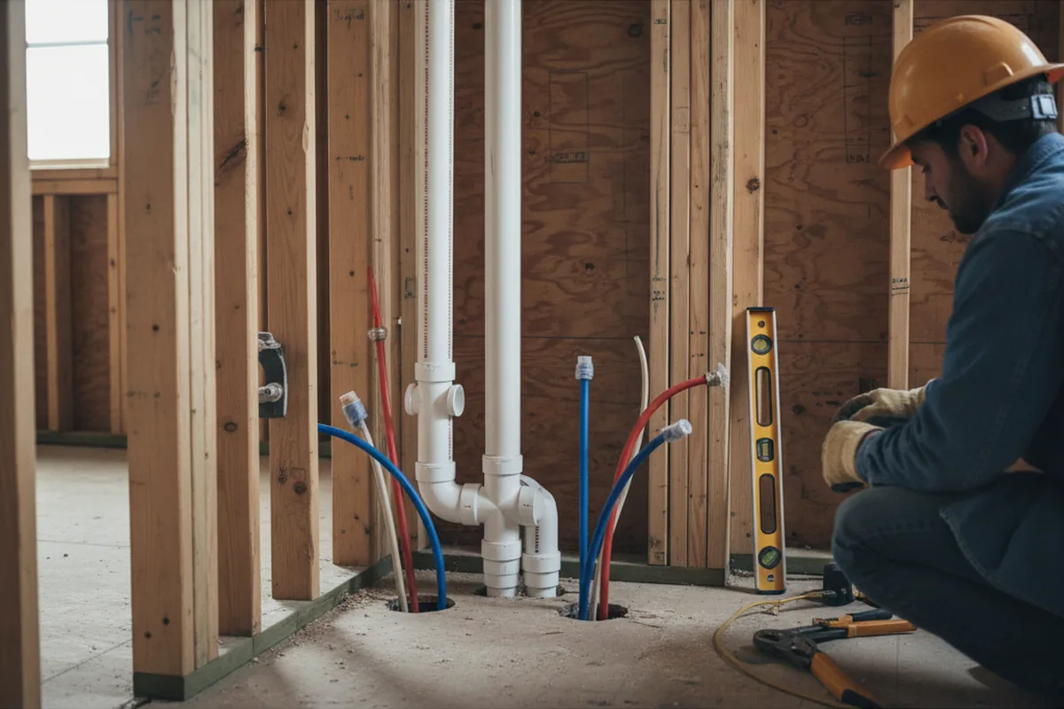 Drain and supply rough-in during Sump Pump Repair in Eltopia